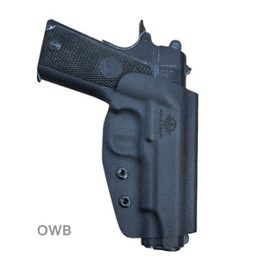 Kydex OWB Holster Fits: Colt Commander 1911 .45 / 9mm / 4.25" / 4.5" / PT1911 Gun Holster Outside Waistband Carry Pistol Case 1.5-2 Inch Belt Clip With Lock - Adj. Width Height Cant - Entrance Widen - Black - PoLe.Craft Holster & Knives