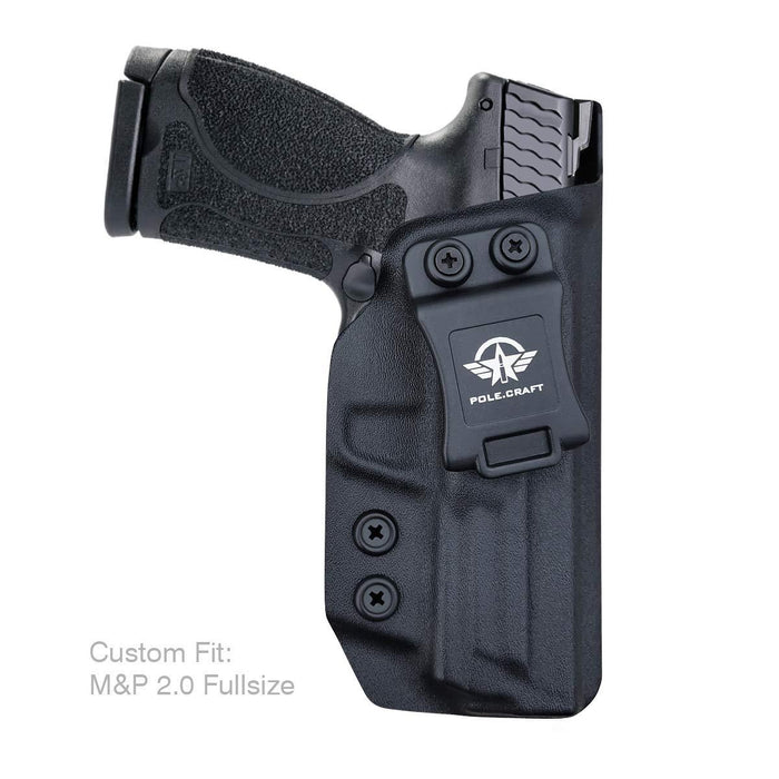 IWB Kydex Holster Custom Fit: Smith & Wesson M&P 9mm M2.0 Full Size 4.25" Pistol - Inside Waistband Concealed Carry - Cover Mag-Button - Widened Entrance - No Wear, No Jitter - Black