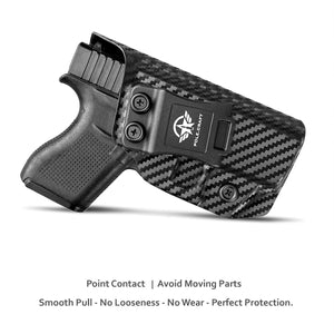 Glock 43 Holster, Glock 43x Holster IWB Kydex Carbon Fiber Custom Fit: Glock 43 / Glock 43X (Gen 1-5) Pistol - Inside Waistband Concealed Carry - Cover Mag-Button, Widened Entrance, No Wear, No Jitter