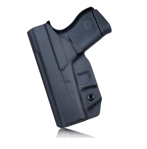 PoLe.Craft IWB Kydex Holster Custom Fit: Glock43 / Glock 43X (Gen 1-5) Pistol - Inside Waistband Concealed Carry - Cover Mag-Button, Widened Entrance, No Wear, No Jitter - Black - PoLe.Craft Holster & Knives