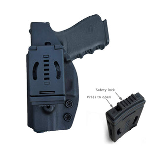 Kydex OWB Holster Fit Glock 19 19x / Glock 23 25 32 / Glock 17 22 31 Glock 26 27 30s (Gen 1-5) CZ P10 Pistol Case Waistband Outside Carry 1.5-2 Inch Belt Clip - Adj. Width Height Cant - Entrance Widen - Black - PoLe.Craft Holster & Knives