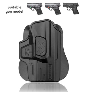 M&P Shield 9mm Holster OWB Paddle Holsters - Fit: Smith & Wesson M&P Shield Plus / M2.0/ M1.0 - 9mm/.40 S&W 3.1" Barrel - No-Laser & Integrated Laser, Outside Waistband Open Carry Polymer Holster with Safety Lock, Angle Adjustable/ 1.5"-2" Belt Adjustable