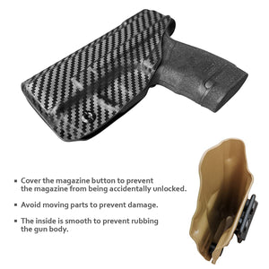 Hellcat Holster, Carbon Fiber Kydex Holster IWB Custom Fit: Springfield Armory Hellcat Pistol Case Pocket - Inside Waistband Concealed Carry - Cover Mag-Button, Widened Entrance, No Wear, No Jitter