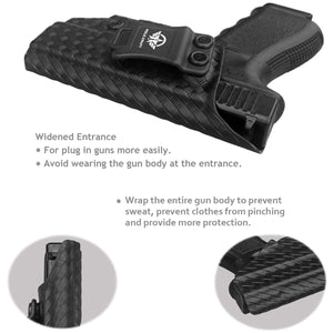 Glock 19 Holster, Carbon Fiber Kydex Holster IWB for Glock 19 19X Glock 23 Glock 25 Glock 32 Glock 45 (Gen 3 4 5) Pistol Case - Inside Waistband Carry Concealed Holster Glock 19 IWB (Black, Right)