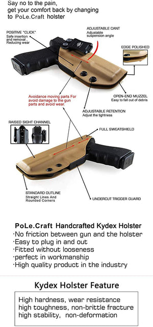 KYDEX IWB Holster Bodyguard 380 with Laser Waistband Carry Concealed Holster Bodyguard 380 Laser Pistol Holster Gun Case - Black - PoLe.Craft Holster & Knives